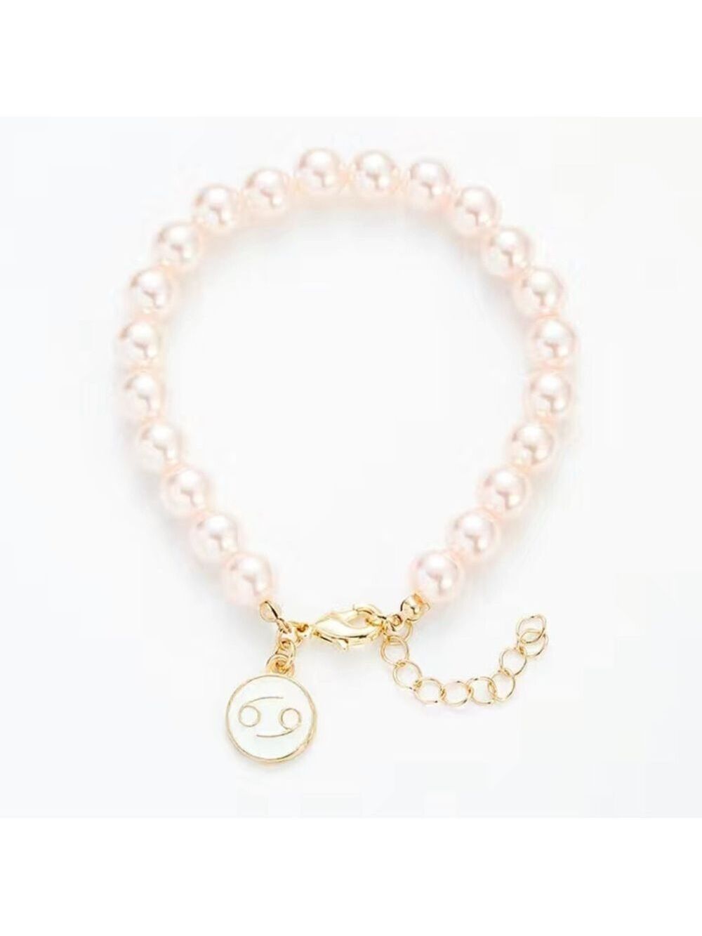Cancer 14k gold horoscope beaded adjustable chain bracelet